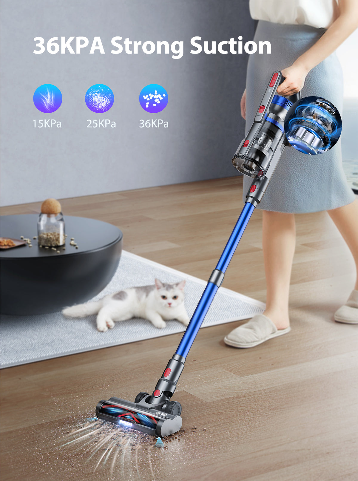 Draadloze Steelstofzuiger 450W – 36 kPa en 55 Minuten Runtime – productfoto 2